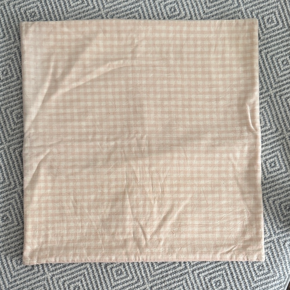 Pink check pillow cover